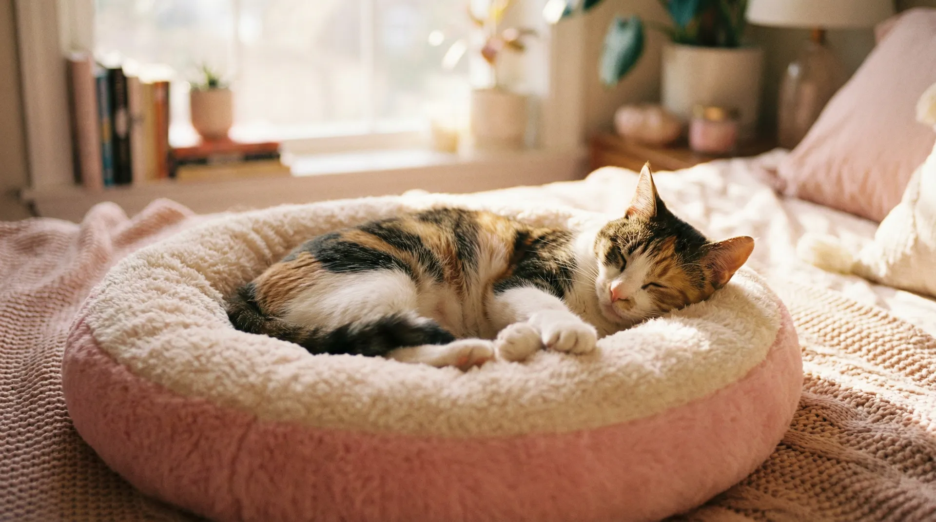 三花猫安静入睡 - 安新育才花园视频